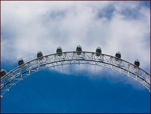 London Eye riding the clouds